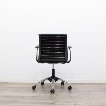 Silla confidente giratoria con ruedas en napel gris azulado
