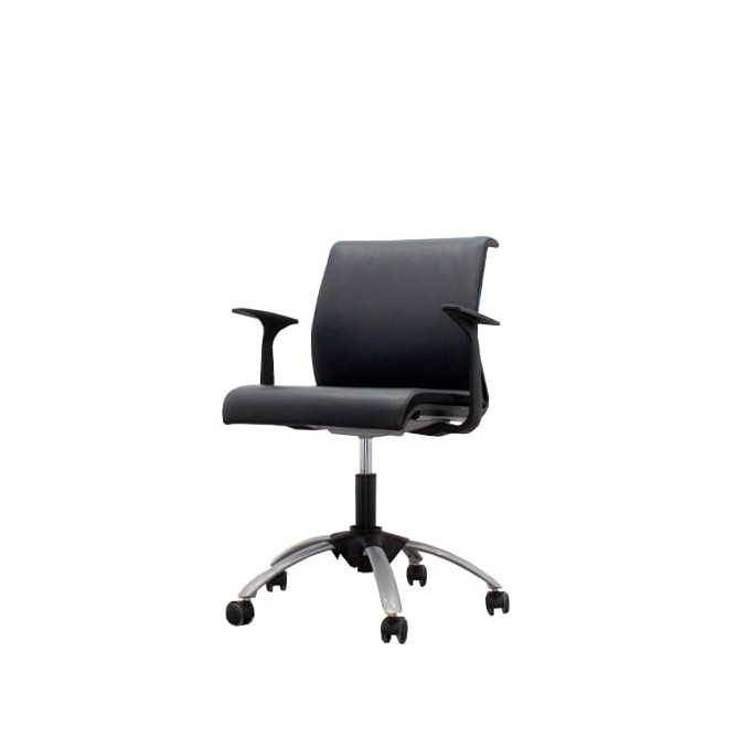 Silla confidente giratoria con ruedas en napel gris azulado