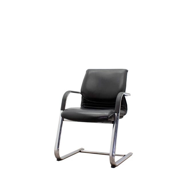 Silla confidente en napel negro y estructura cromado