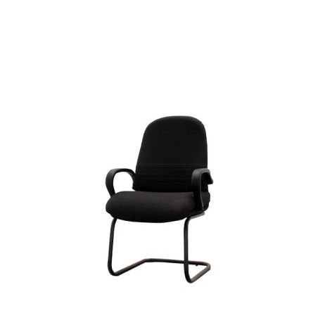 Silla confidente en tela negra y estructura negra
