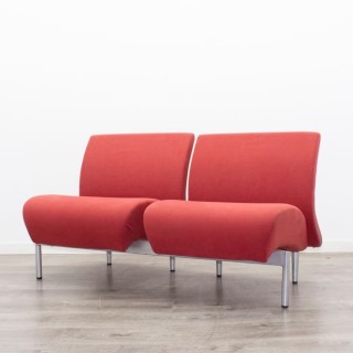 Bancada de 2 plazas tapizado rojo de 130cm 2
