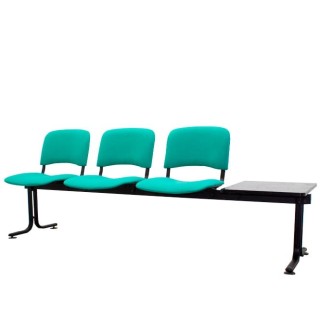 Bancada de 3 plazas en verde y con mesa de 218cm