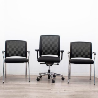 Conjunto silla operativa y 2 sillas confidentes en negro 2