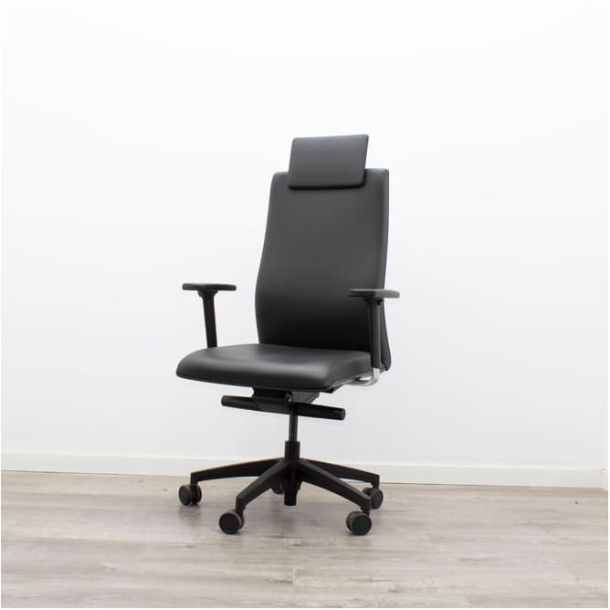 Silla dirección TOUCH piel negra con cabecero