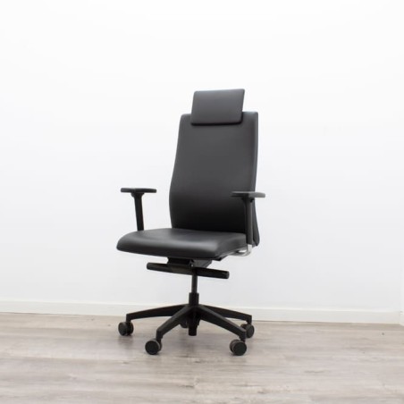 Silla dirección TOUCH piel negra con cabecero