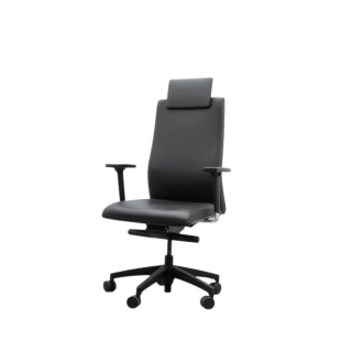 Silla dirección TOUCH piel negra con cabecero