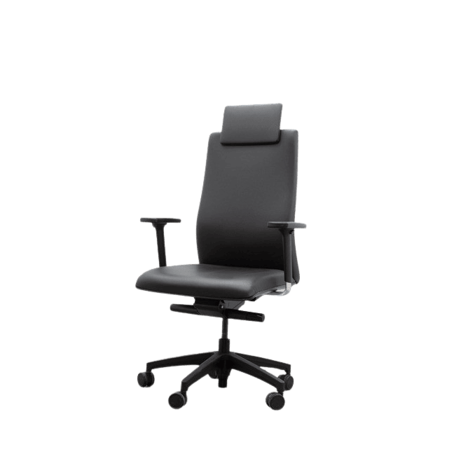 Silla dirección TOUCH piel negra con cabecero