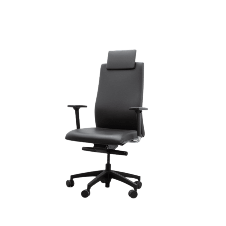 Silla dirección TOUCH piel negra con cabecero