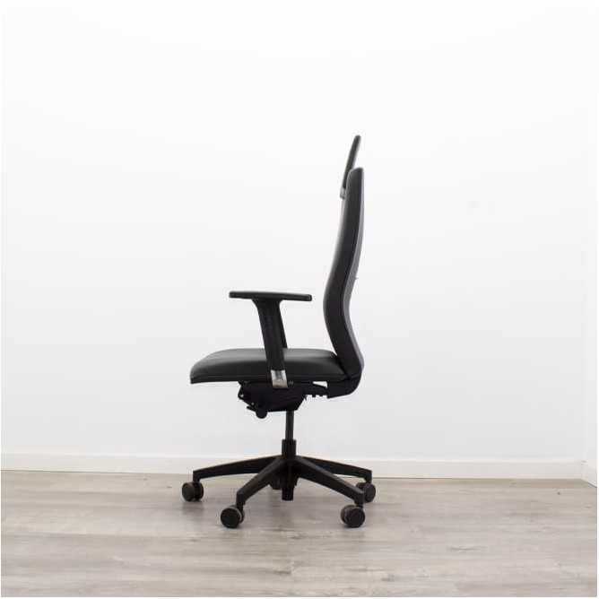 Silla dirección TOUCH piel negra con cabecero