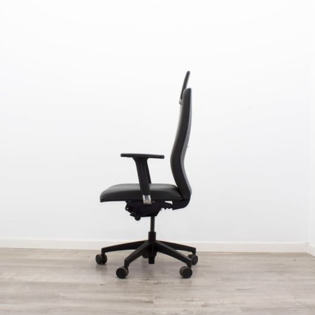 Silla dirección TOUCH piel negra con cabecero