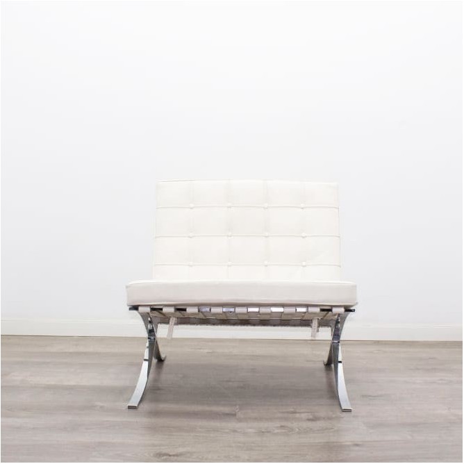 Sillón de 1 plaza en blanco de piel con costuras