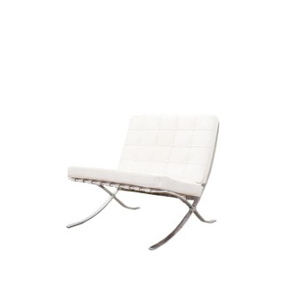 Sillón de 1 plaza en blanco de piel con costuras