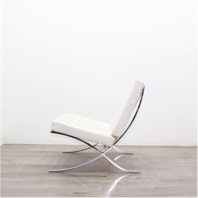 Sillón de 1 plaza en blanco de piel con costuras