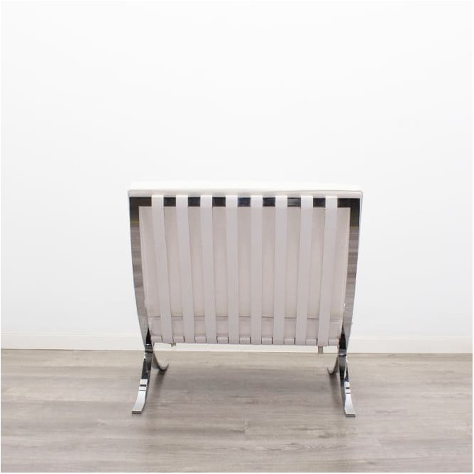 Sillón de 1 plaza en blanco de piel con costuras