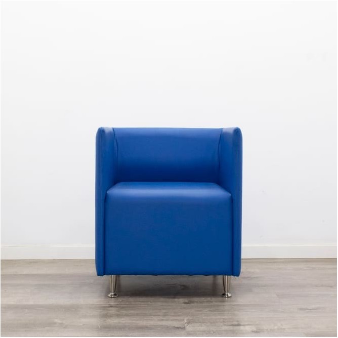 Sillón de espera napel azul con patas cromadas