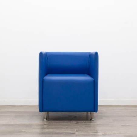 Sillón de espera napel azul con patas cromadas