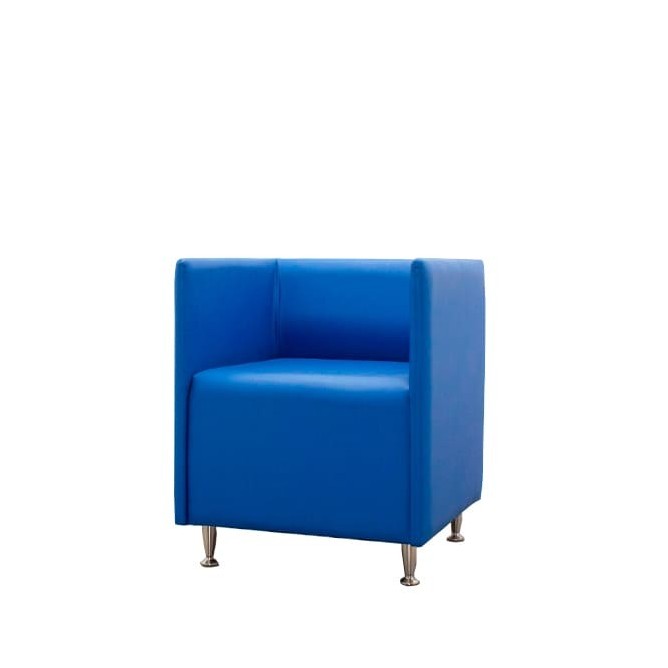 Sillón de espera napel azul con patas cromadas