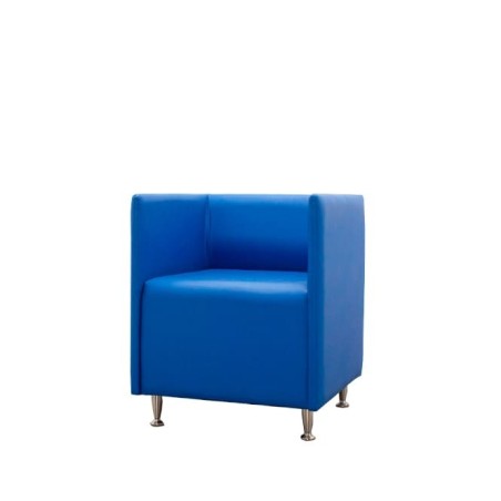 Sillón de espera napel azul con patas cromadas
