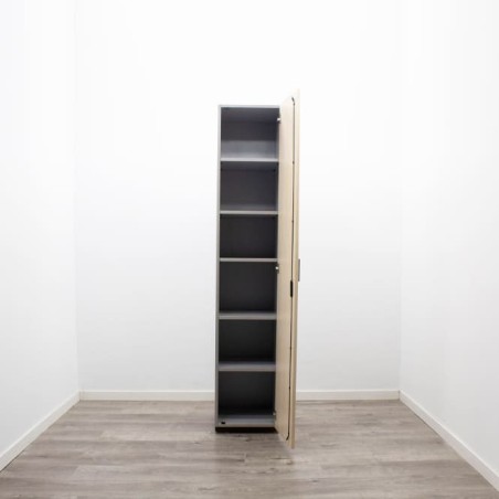 Armario alto estrecho todo puertas maple y gris de 45cm