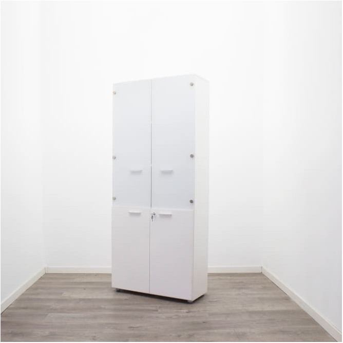 Armario alto puertas bajas melamina y altas cristal de 84cm