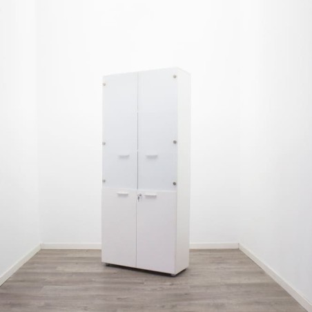 Armario alto puertas bajas melamina y altas cristal de 84cm