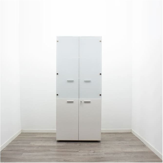 Armario alto puertas bajas melamina y altas cristal de 84cm