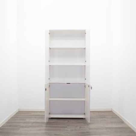 Armario alto puertas bajas melamina y altas cristal de 84cm