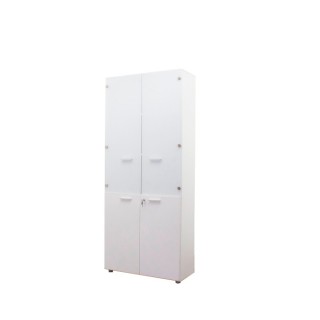 Armario alto puertas bajas melamina y altas cristal de 84cm