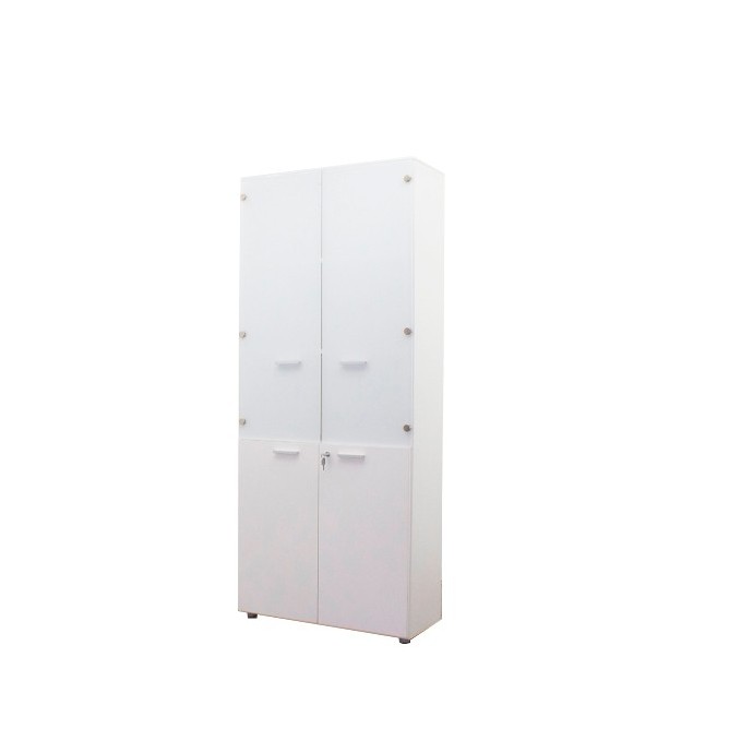 Armario alto puertas bajas melamina y altas cristal de 84cm