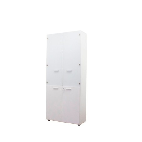 Armario alto puertas bajas melamina y altas cristal de 84cm