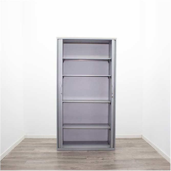 Armario alto metálico con puertas de persina gris de 99cm