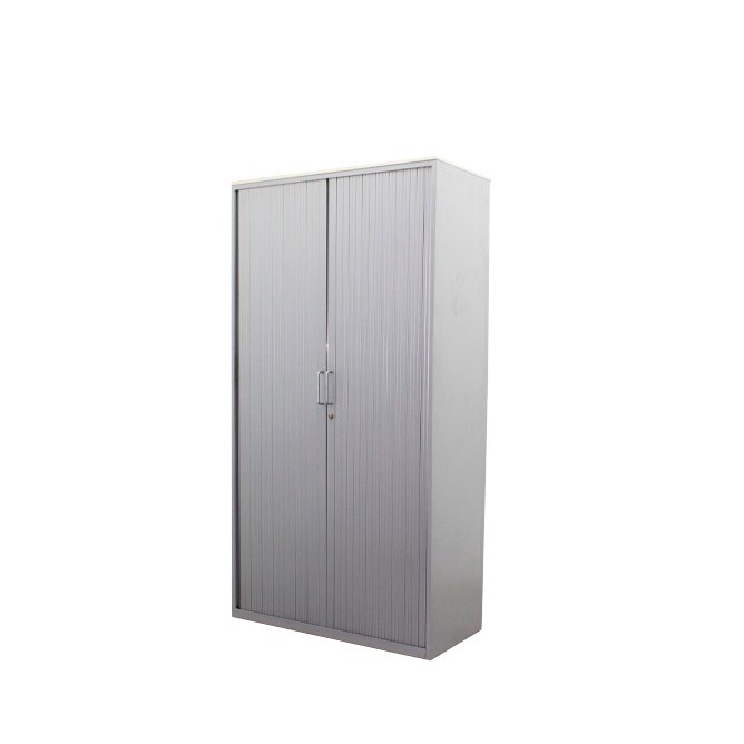 Armario alto metálico con puertas de persiana gris de 99cm