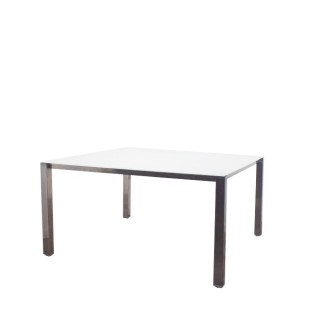 Mesa reunión cuadrada tapa en cristal blanco de 140cm