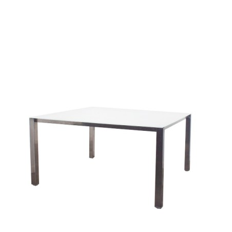 Mesa reunión cuadrada tapa en cristal blanco de 140cm