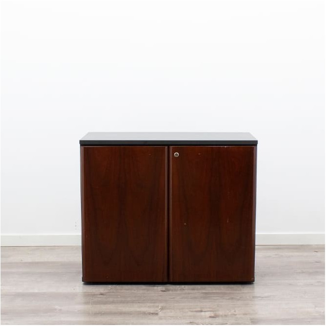 Armario bajo todo puerta negro y caoba 87cm