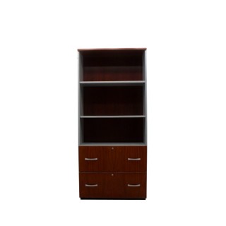 Armario archivador alto con puertas bajas en cerezo oscuro de 90cm 2