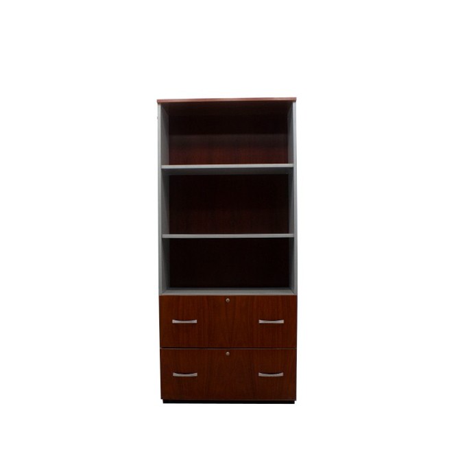 Armario archivador alto con puertas bajas en cerezo oscuro de 90cm