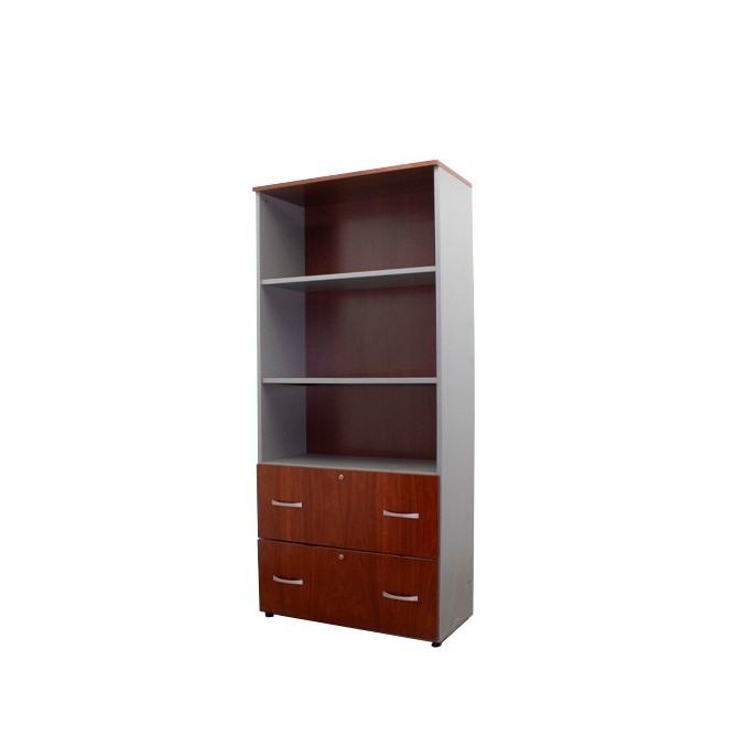 Armario archivador alto con puertas bajas en cerezo oscuro de 90cm