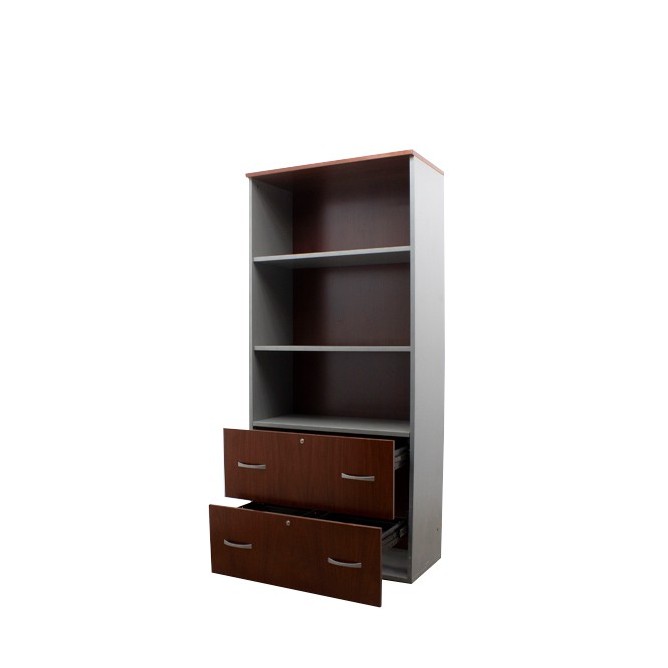 Armario archivador alto con puertas bajas en cerezo oscuro de 90cm