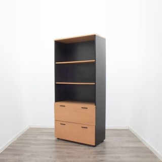 Armario archivador alto con puertas bajas en roble y gris antracita de 90cm 2