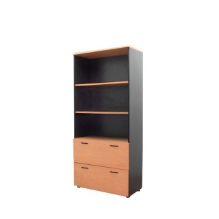 Armario archivador alto con puertas bajas en roble y gris antracita de 90cm