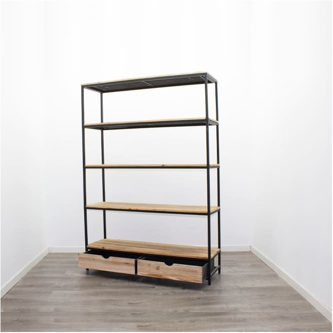 Estantería industrial de metal y abeto macizo de 130cm