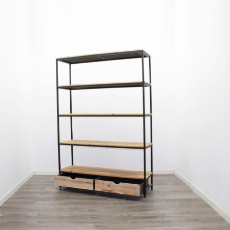 Estantería industrial de metal y abeto macizo de 130cm