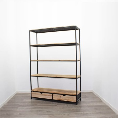 Estantería industrial de metal y abeto macizo de 130cm