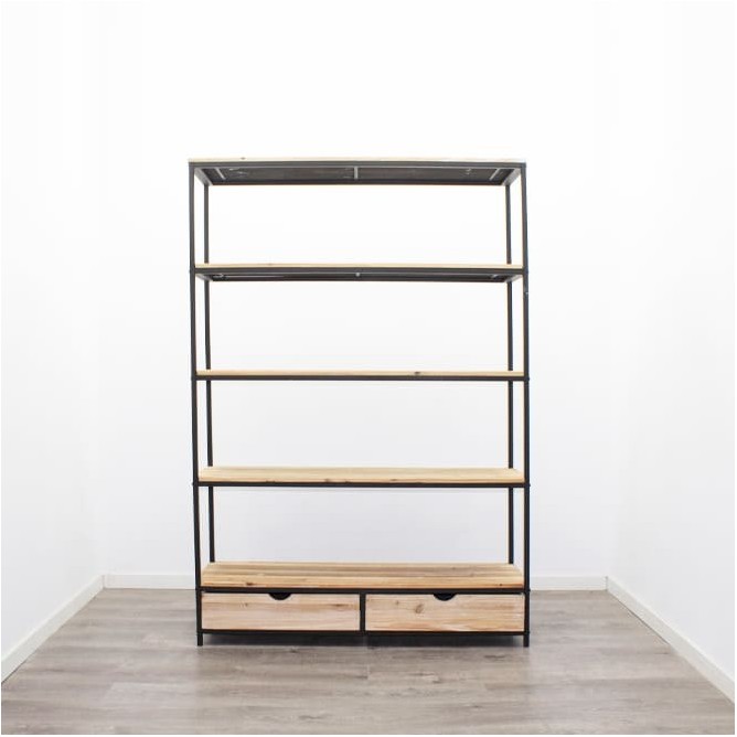 Estantería industrial de metal y abeto macizo de 130cm