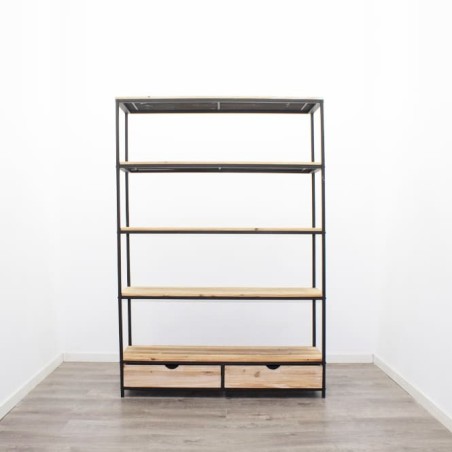 Estantería industrial de metal y abeto macizo de 130cm