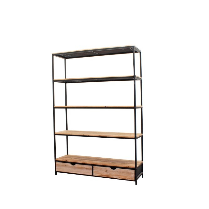 Estantería industrial de metal y abeto macizo de 130cm