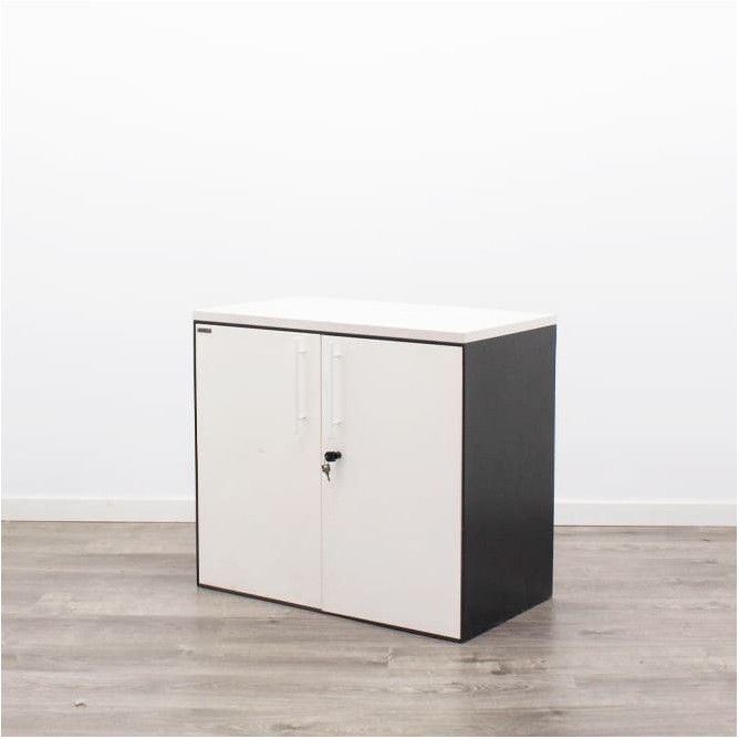 Armario bajo metálico blanco y gris de 80cm
