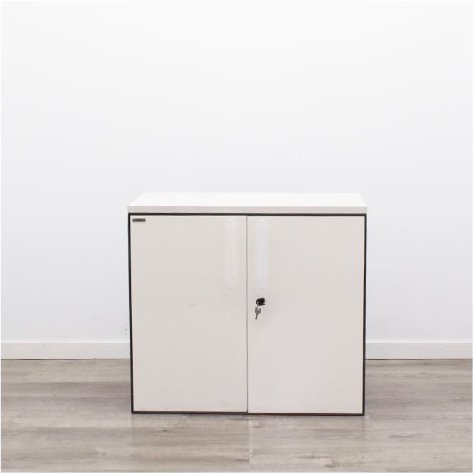 Armario bajo metálico blanco y gris de 80cm