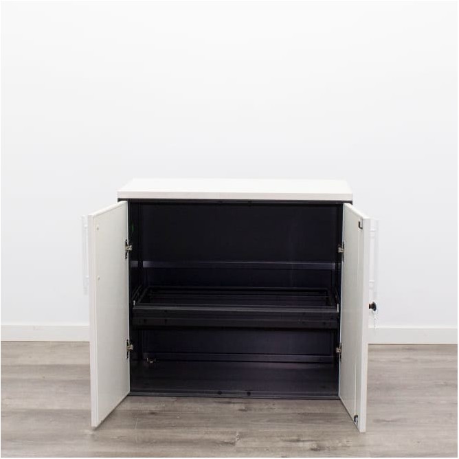Armario bajo metálico blanco y gris de 80cm